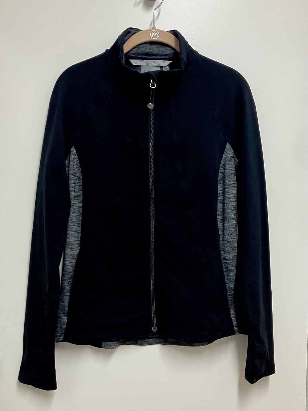 Athleta Black Jacket with Heather Gray Side Panels